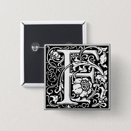 Initialbuchstabe F Vintages Mittelalterliches Mono Button (Vorne & Hinten)