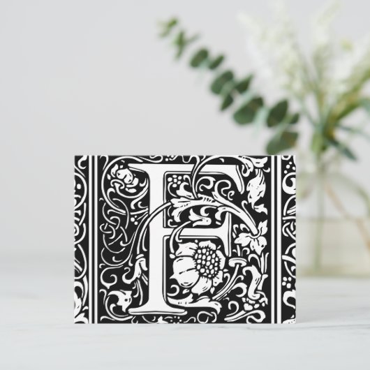 Initialbuchstabe F Vintages Mittelalterliches Mono Postkarte (Stehend Vorderseite)