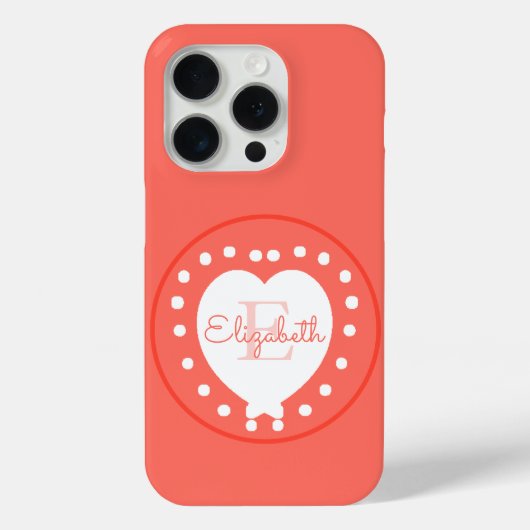 Initialbuchstabe für Chic Monogram Coral White Hea Case-Mate iPhone Hülle (Rückseite)