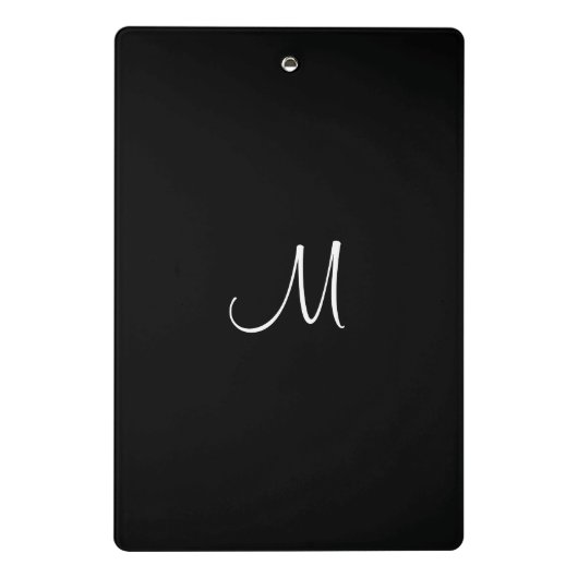 Initialbuchstabe für Monogramm Schwarz-weiß Mini Klemmbrett (Rückseite)