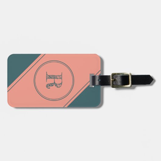 Initialbuchstabe Monogramm mit Doppelkreis Gepäckanhänger (Vorderseite horizontal)