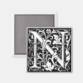 Initialbuchstabe N Mittelalterliches Monogramm Vin Magnet (Vorderseite/Rückseite)