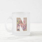 Initialbuchstabe N Monogramm für rustikale Floral Mattglastasse (Links)