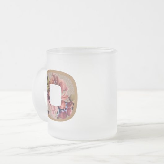 Initialbuchstabe O Monogramm für rustikale Bläsche Mattglastasse (Vorderseite Links)