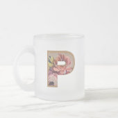 Initialbuchstabe P Monogramm der rustikalen Floral Mattglastasse (Links)