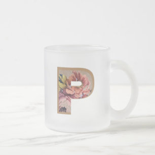 Initialbuchstabe P Monogramm der rustikalen Floral Mattglastasse