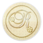 Initialbuchstabe R der Vintagen Monogramm Keramikknauf (Vorderseite)