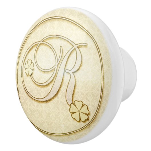 Initialbuchstabe R der Vintagen Monogramm Keramikknauf (Rechts)