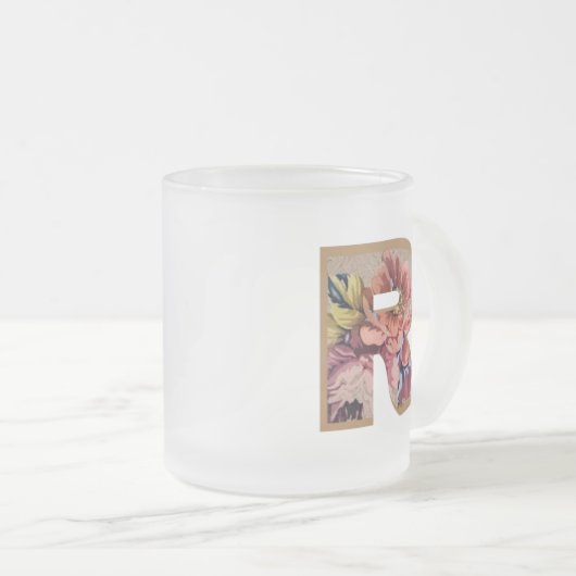 Initialbuchstabe R Monogramm für rustikale Flora Mattglastasse (VorderseiteRechts)