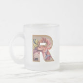 Initialbuchstabe R Monogramm für rustikale Flora Mattglastasse (Links)