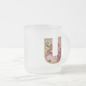 Initialbuchstabe U Monogramm für rustikale Floral Mattglastasse (VorderseiteRechts)