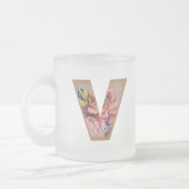 Initialbuchstabe V Monogramm für rustikale Flora Mattglastasse (Links)