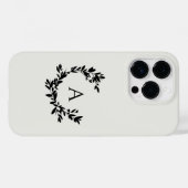 Initialcreme-Neutral-Leaf-Monogramm Case-Mate iPhone Hülle (Rückseite (Horizontal))