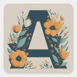 Initialdraht-Monogramm A Quadratischer Aufkleber