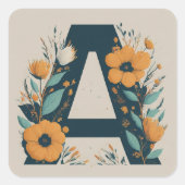 Initialdraht-Monogramm A Quadratischer Aufkleber (Vorderseite)