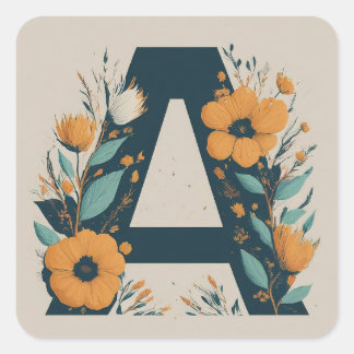 Initialdraht-Monogramm A Quadratischer Aufkleber