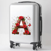 🐞 Initiale A Für Personalisierte Florale Erinneru Aufkleber (Koffer)