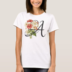Initiale A, Vintage-Anemonen-T-Shirt T-Shirt