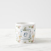 Initiale, Aquarell 1600er Blumenkunst 6oz Espressotasse (Vorderseite)