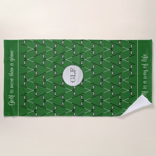 Initiale benutzerdefinierter Text gemustert grün Strandtuch (Vorderseite)