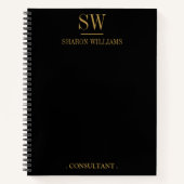 Initiale Berufliche Black-Gold-Monogramm Notizblock (Vorderseite)