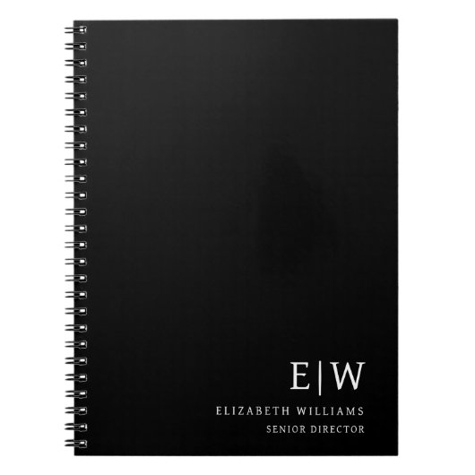 Initiale berufliche Schwarz-Weiß-Monogramm Notizblock (Vorderseite)