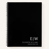 Initiale berufliche Schwarz-Weiß-Monogramm Notizblock (Vorderseite)