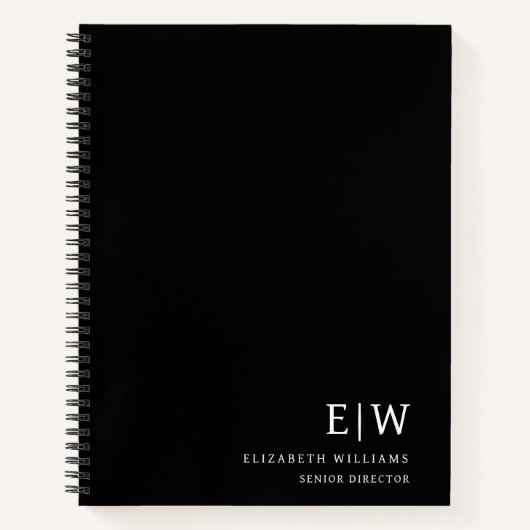 Initiale berufliche Schwarz-Weiß-Monogramm Notizblock (Vorderseite)