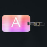 Initiale Bezeichnung des rosafarbenen, pastelfarbe Gepäckanhänger<br><div class="desc">Pastel Ombre Pink,  Orange und Lila gebürstetes Metallfolienmonogramm Name und Anfangskennzeichen des Gepäckstücks. Diese Taschenmarke ist ideal für Zurück in die Schule,  Arbeit oder Reisen.</div>