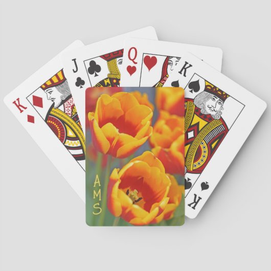 Initiale Blume in Gelb und Rot Tulip Spielkarten (Rückseite)