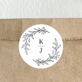 Initiale botanische Leaf-Gastgeschenk Hochzeit Runder Aufkleber