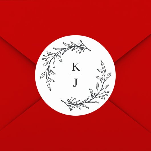 Initiale botanische Leaf-Gastgeschenk Hochzeit Runder Aufkleber