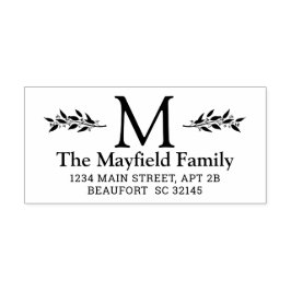 Initiale botanische Monogramm-Rücksendeadresse Gummistempel