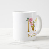 Initiale botanische Personalisierte florale Monogr Jumbo-Tasse (Vorderseite Rechts)