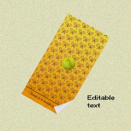 Initiale Custom Text Tennis Muster orange gelb Strandtuch