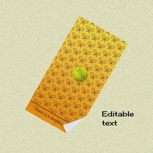 Initiale Custom Text Tennis Muster orange gelb Strandtuch