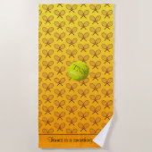 Initiale Custom Text Tennis Muster orange gelb Strandtuch (Vorderseite)