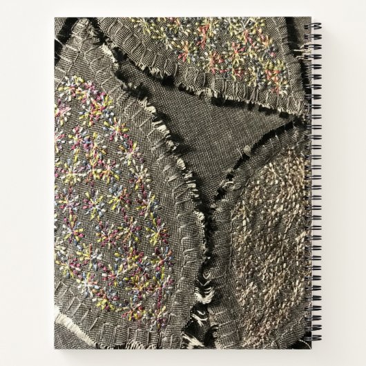 Initiale graue Leinen-Aspekt Blumengrunge kreativ Notizblock (Rückseite)