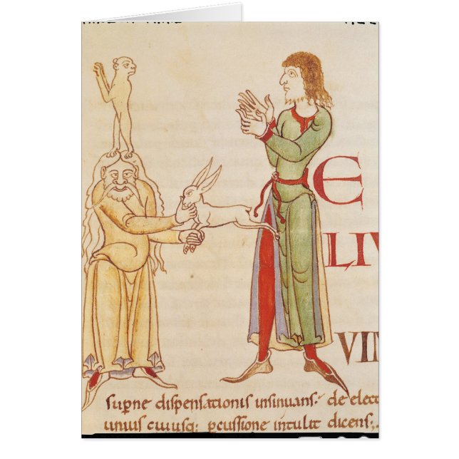 Initiale "H" in Form von zwei Zauberer (Vorne)