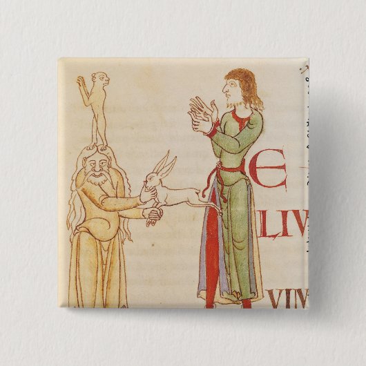 Initiale "H" in Form von zwei Zauberer Button (Vorderseite)