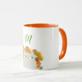 Initiale Katzenfrühlingserkennung und Orange-Blume Tasse (VorderseiteRechts)