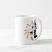 Initiale "L" Alphabet-Tassen-Monogramm Boho Kaffeetasse (VorderseiteRechts)