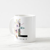 Initiale "L" Alphabet-Tassen-Monogramm Boho Kaffeetasse (Vorderseite Links)