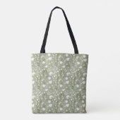 Initiale Monogramm Name Sage Green White Floral Tasche (Rückseite)