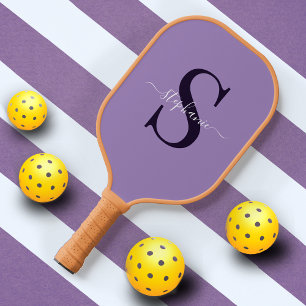 Initiale niedliche Lila Monogramm + Name Pickleball Schläger