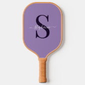 Initiale niedliche Lila Monogramm + Name Pickleball Schläger (Vorderseite)