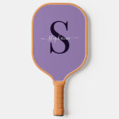 Initiale niedliche Lila Monogramm + Name Pickleball Schläger (Rückseite)