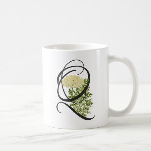 Initiale Q, Vintage Queen Annes Lace Kaffeetasse