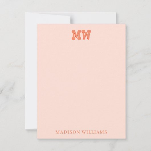 Initiale rosa und orangefarbene Retro-Typografie Mitteilungskarte (Vorderseite)