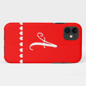 Initiale Rot-und Weißmonogramm Case-Mate iPhone Hülle (Rückseite (Horizontal))
